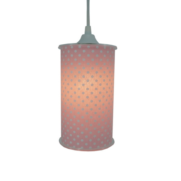 Luminária Pendente Cilíndrica Poás Rosa E Branca