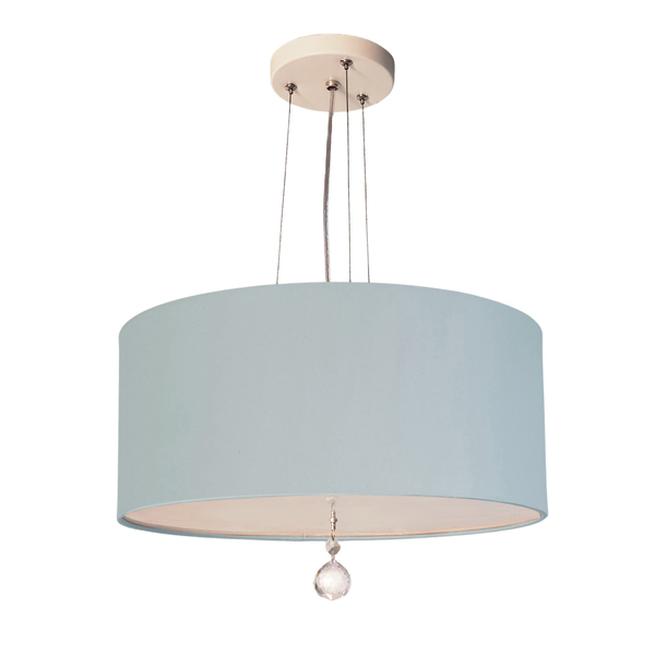 Luminária Pendente Com Cristal Cúpula Azul 30x15 2e27