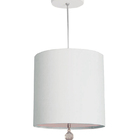 Luminária Pendente Com Cristal Cúpula Branco 25x25 1e27