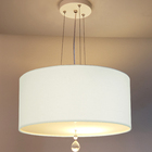 Luminária Pendente Com Cristal Cúpula Branco 30x15 2e27
