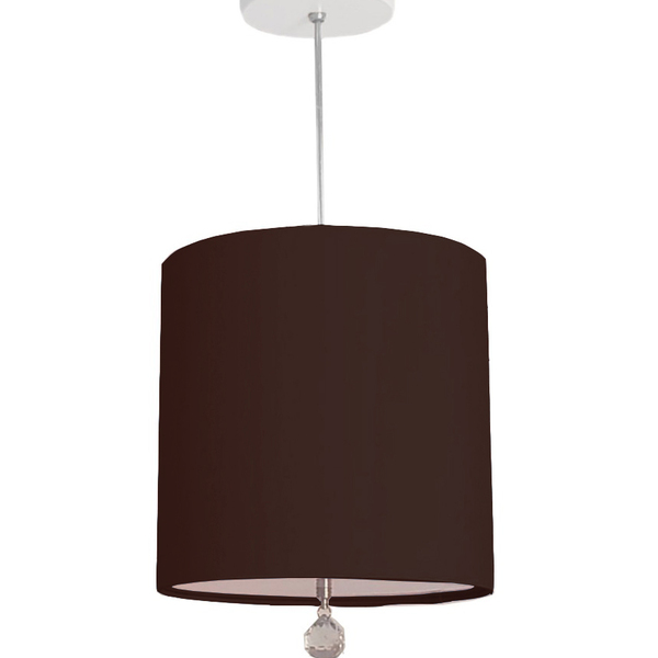 Luminária Pendente Com Cristal Cúpula Preto 25x25 1e27