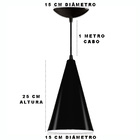 Luminária Pendente Cone Preto Brilhante