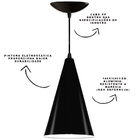 Luminária Pendente Cone Preto Brilhante