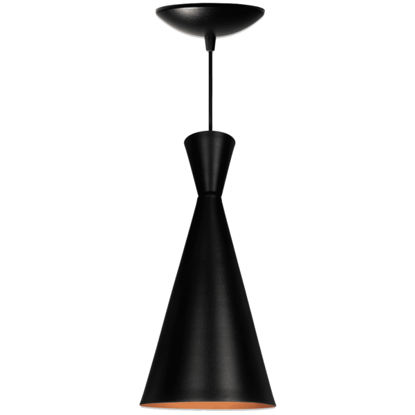 Luminária Pendente Cone Venturi Preto Fosco / Cobre