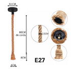 Luminaria Pendente Corda Sisal E27 Retro Kit 5 Uni Decoraçao