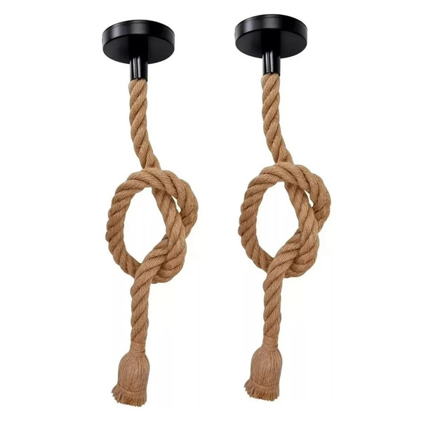 Luminaria Pendente Corda Sisal Kit 2 Uni Retro Iluminaçao Qua