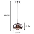 Luminaria Pendente Cristal K9 E Cúpula Cromado 22cm C/ Led