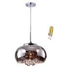 Luminaria Pendente Cristal K9 E Cúpula Cromado 22cm C/ Led