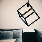 Luminária Pendente Cubo Aramado De Madeira Marrom Café - Soq: