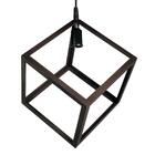 Luminária Pendente Cubo Aramado De Madeira Marrom Café - Soq: