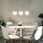 Luminária Pendente Curvo Jabuticaba 3 Globos Vidro Dourado