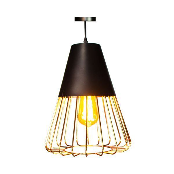 Luminária Pendente De Ferro Cor Cobre