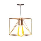 Luminária Pendente De Ferro Dourada Quadrados