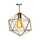 Luminária Pendente De Ferro Dourada Triângulos