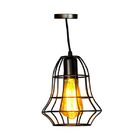 Luminária Pendente De Ferro Preta Grade