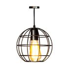 Luminária Pendente De Ferro Preta Redonda