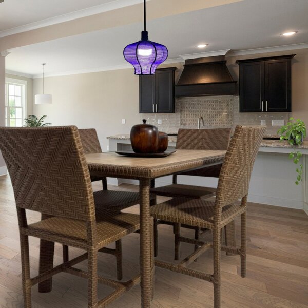 Luminária Pendente De Teto Blade Trançado Artesanal Roxo