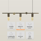 Luminária Pendente de Teto Lustre Sala Escritório E27 Bronze