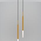 Luminária Pendente De Teto Tubo Duplo Difusor Balcão Dourado