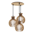 Luminaria Pendente Desmontada Tripla Cr Nacar Madeira Mdf Rús