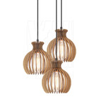 Luminaria Pendente Desmontada Tripla Cr Nacar Madeira Mdf Rús