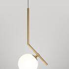 Luminária Pendente Dourado Globo Inclinado Cama Sala 48cm G9