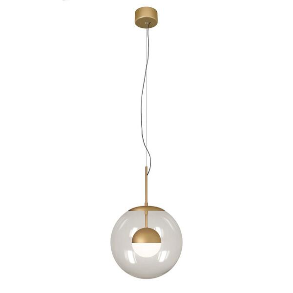 Luminária Pendente Dourado Moderno Globo Duplo Opaco 46x30cm