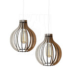 Luminaria Pendente Duplo Bali E27 Madeira Mdf Cr Desmontada B