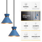 Luminária Pendente Duplo Berlin 15cm Azul + Lâmpada Led