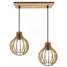 Luminária Pendente Duplo Madeira Bali 20cm Cq Rústico E27