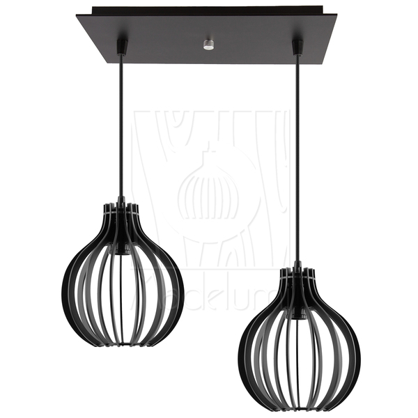 Luminária Pendente Duplo Madeira Bali 20cm Cq Soquete E27 Pre