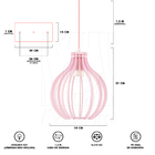 Luminária Pendente Duplo Madeira Bali 20cm Cq Soquete E27 Ros