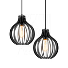 Luminária Pendente Duplo Madeira Bali 20cm Cr Preto E27