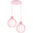 Luminária Pendente Duplo Madeira Bali 20cm Cr Rosa Claro E27