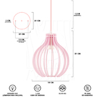 Luminária Pendente Duplo Madeira Bali 20cm Cr Rosa Claro E27