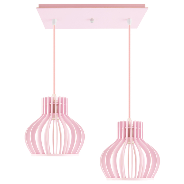 Luminária Pendente Duplo Madeira Circus 15cm Cq Soquete E27 R