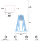 Luminária Pendente Duplo Madeira Koni 20cm Cq Azul Claro E27