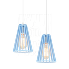 Luminária Pendente Duplo Madeira Koni 20cm Cq Azul Claro E27
