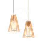 Luminária Pendente Duplo Madeira Koni 20cm Cr Pessego E27