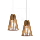 Luminária Pendente Duplo Madeira Koni 20cm Cr Rústico E27