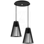 Luminária Pendente Duplo Madeira Koni 20cm Cr Soquete E27 Pre