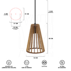 Luminária Pendente Duplo Madeira Koni 20cm Cr Soquete E27 Rús