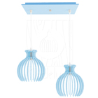 Luminária Pendente Duplo Madeira Nacar 18cm Cq Azul Claro