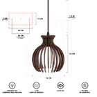 Luminária Pendente Duplo Madeira Nacar 18cm Cq Marrom