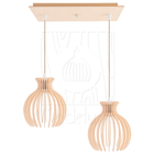 Luminária Pendente Duplo Madeira Nacar 18cm Cq Soquete E27 Pe