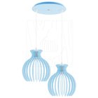 Luminária Pendente Duplo Madeira Nacar 18cm Cr Azul Claro