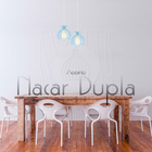 Luminária Pendente Duplo Madeira Nacar 18cm Cr Azul Claro
