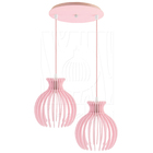 Luminária Pendente Duplo Madeira Nacar 18cm Cr Rosa Claro