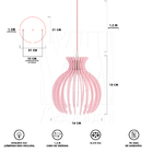 Luminária Pendente Duplo Madeira Nacar 18cm Cr Rosa Claro