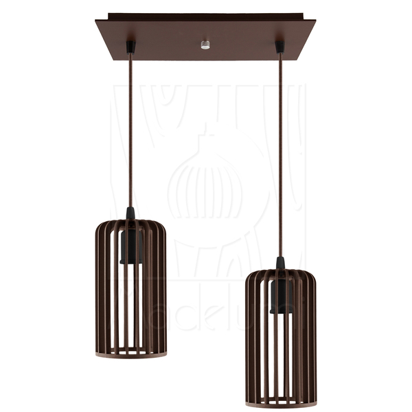 Luminária Pendente Duplo Madeira Paladio Cq Marrom Sala